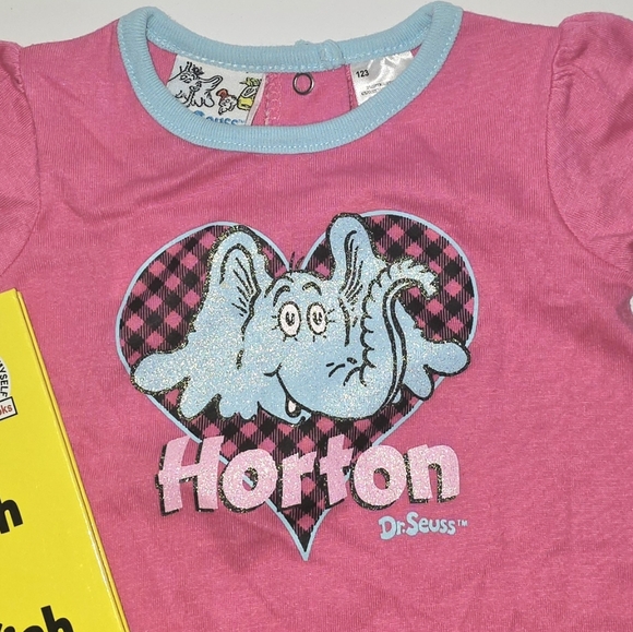 Dr. Seuss Horton Baby Girl Romper and One Fish Two Fish Book Gift Bundle - Picture 3 of 5